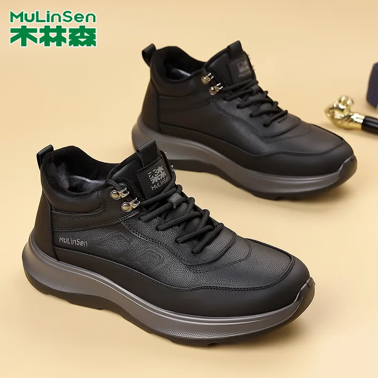 休闲轻便休闲风保暖系带休闲皮鞋休闲鞋加厚皮鞋冬季