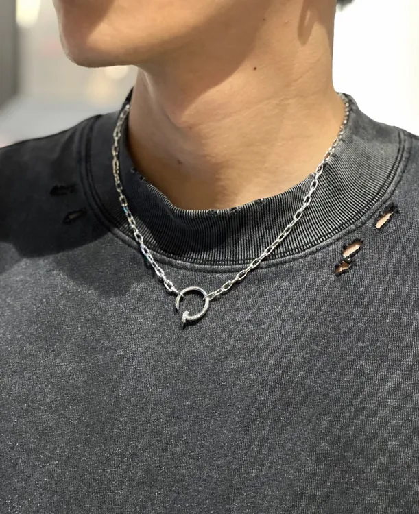 吊坠925银莫桑石 ［粗钉子项链］头尾钻粗钉子项链 时尚简约气质