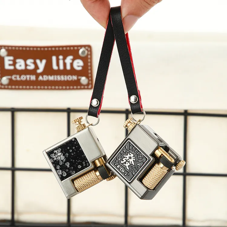 715网红款煤油打火机小方砖镀钛工艺克罗心贴彰高颜值创意点火器