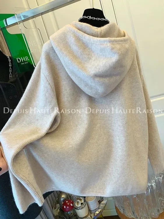 300斤特大码高级感软糯连帽针织衫女秋冬爆款宽松慵懒风遮肉毛衣