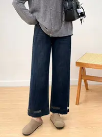 太好穿了 牛仔裤女秋季新款韩版高腰宽松显瘦百搭休闲高弹直筒裤