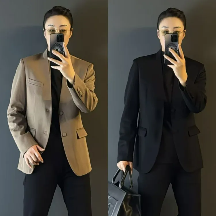 男士时尚羊毛西服35967秋季新款男装高级双层可拆卸领西服上装