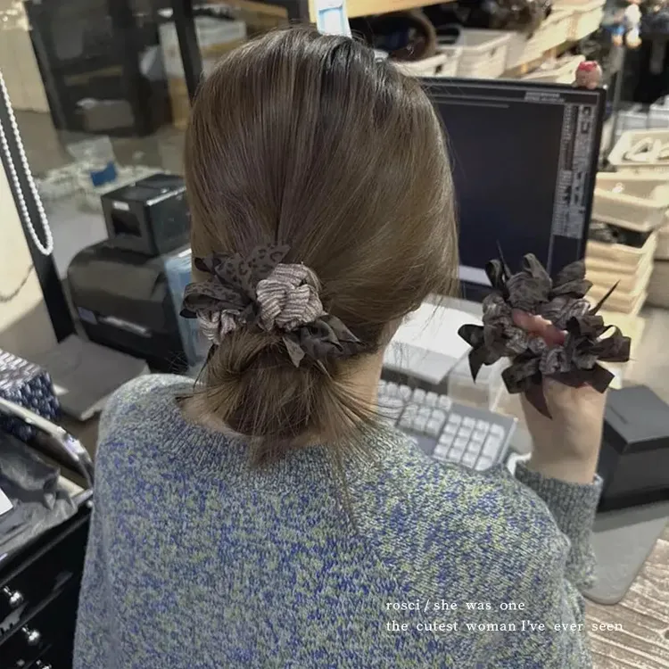 韩系小众编织蝴蝶结大肠发圈女款显发量丸子头发绳高级感马尾头绳