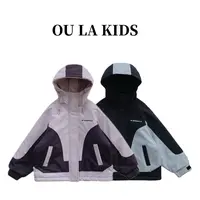 2025冬款新品女童韩版撞色连帽夹棉休闲冲锋衣百搭童装外套25A887