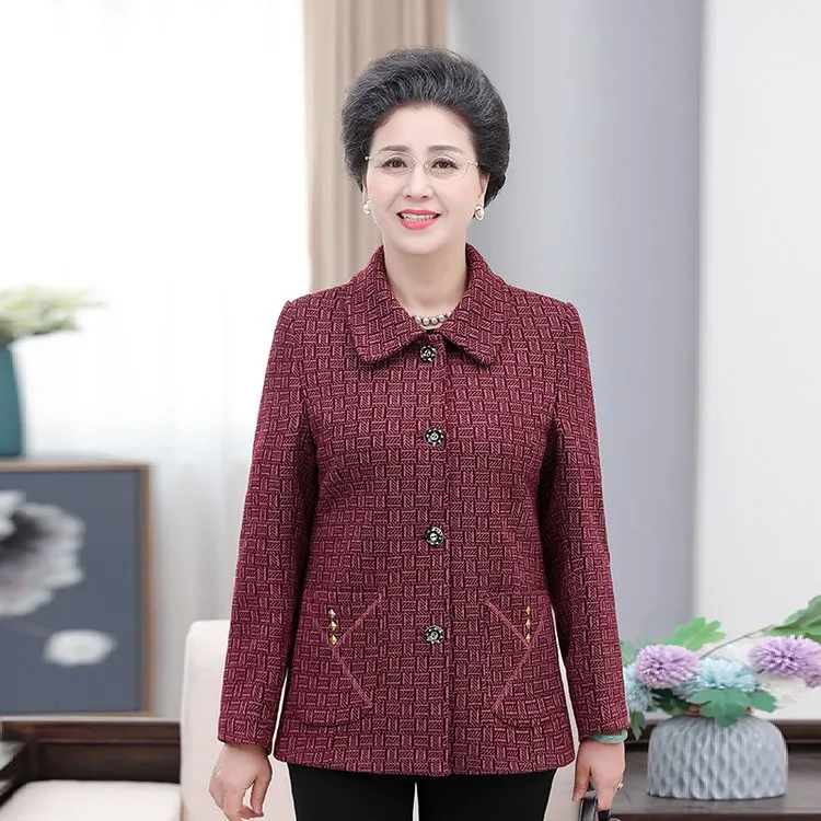 中老年人女装奶奶春秋外套60-70岁妈妈冬装加绒上衣老人婆婆衣服