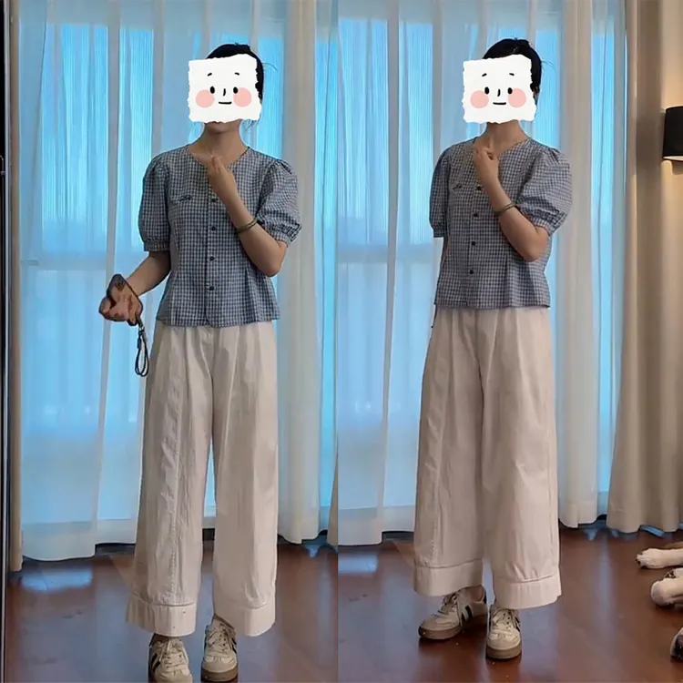 夏装穿搭一整套高级感时尚格子衬衫休闲裤小个子网红炸街女装套装