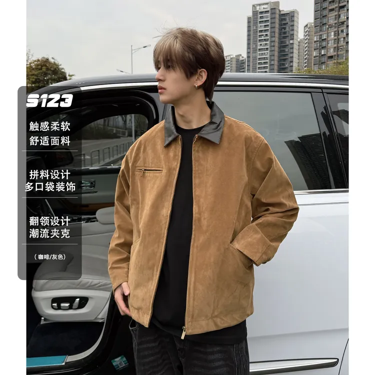 聪明陈日系复古痞帅设计感小众情侣休闲翻领夹克休闲百搭夹克外套
