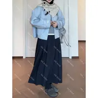 【摩登教主】韩系百搭简约老钱风显瘦A字百褶半身长裙子女