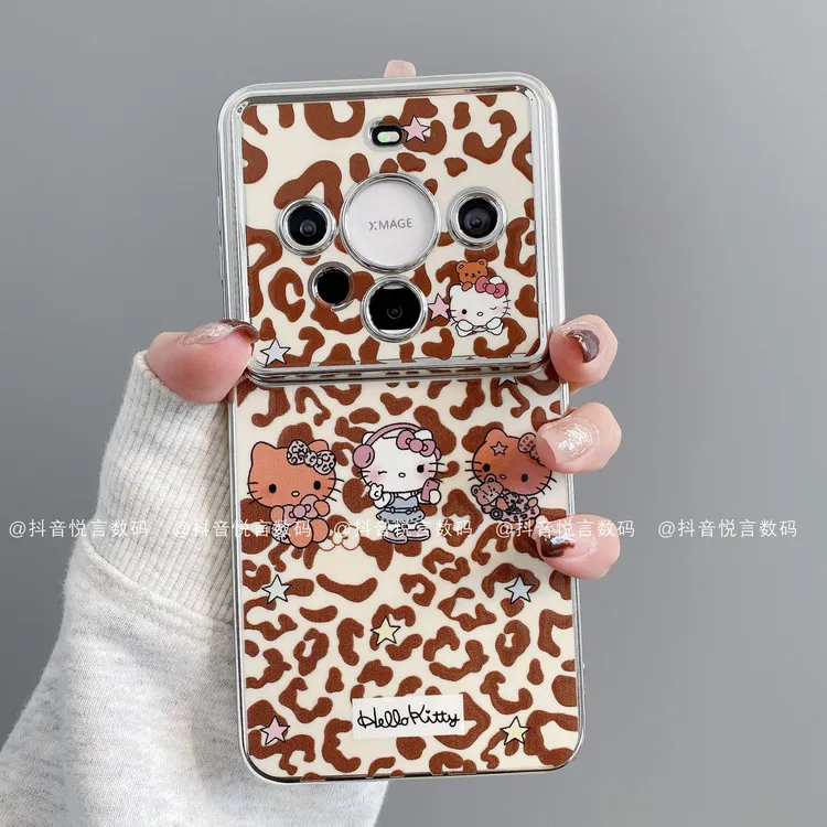 6D视窗适用华为mate70pro/60/50/40苹果17promax豹纹KT卡通手机壳