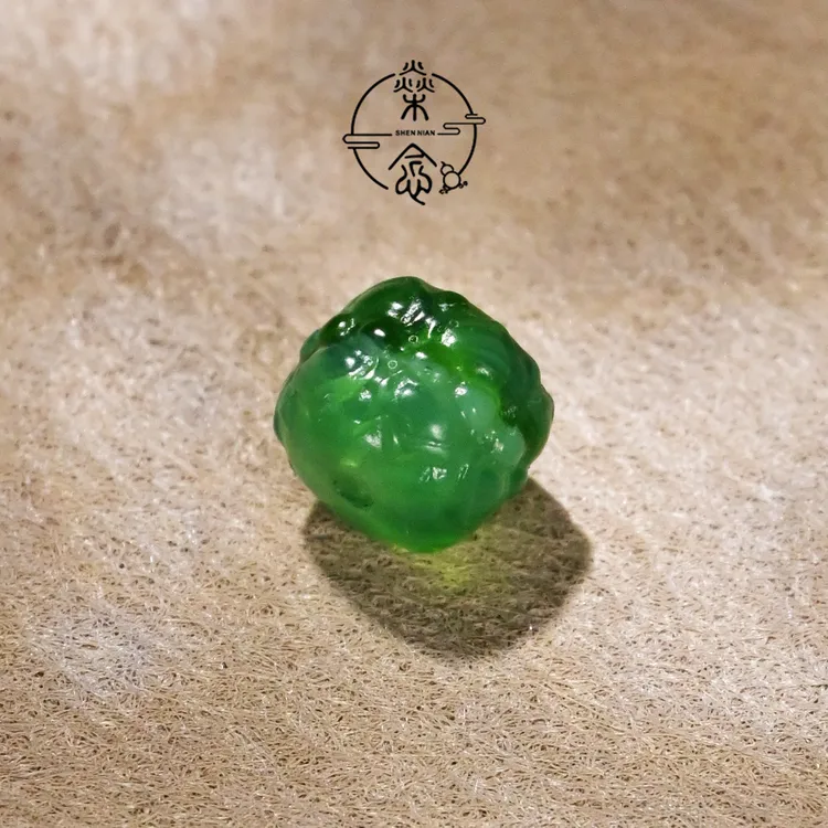 8MM 绿琉璃并蒂莲桶珠108手串念珠DIY配饰散珠配珠顶珠腰珠鼓珠