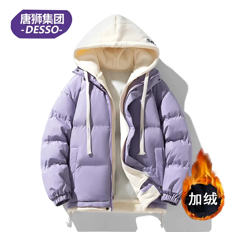 唐狮集团DESSO情侣潮流棉服保暖冬季加厚加绒拼色男棉衣女男生