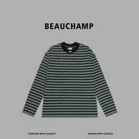 Beau champ品牌 慵懒设计感复古条纹长袖休闲宽松套头上衣 9101#