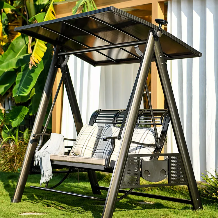 【莫家品牌】10CM大立柱铝合金户外秋千摇椅庭院花园吊篮淋雨耐晒