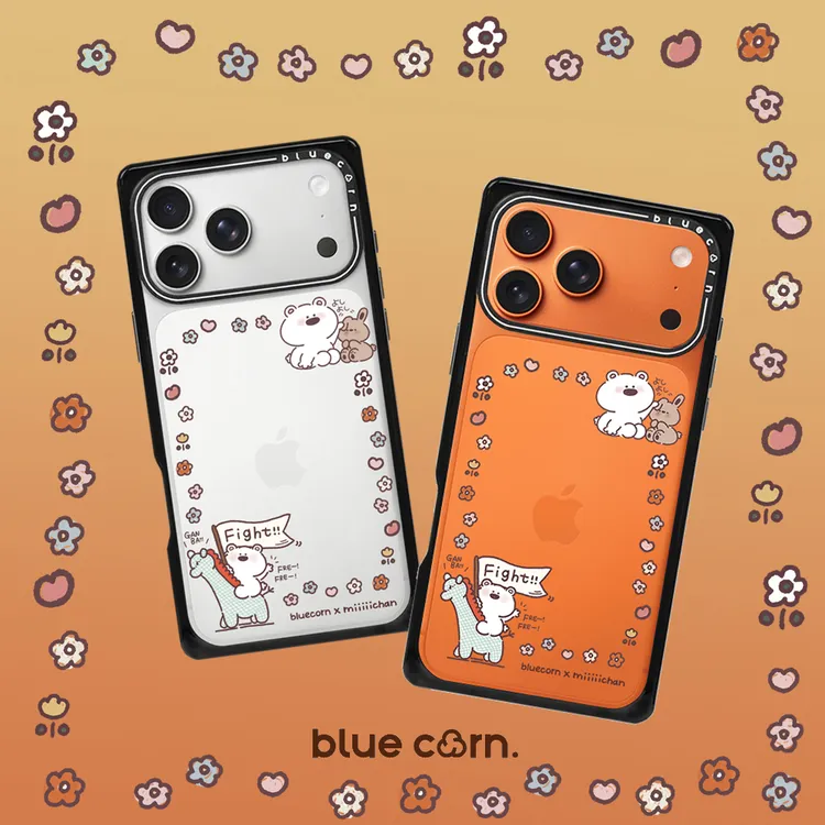 蓝色苞米联名miiiiichan白熊相框适用于iPhone17/16/ProMax手机壳