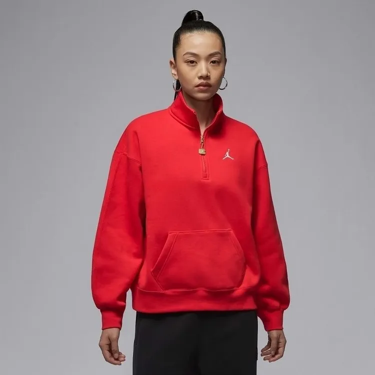 Nike/耐克JORDAN女CNY新年款针织加绒卫衣本命年红色套头衫IB5602
