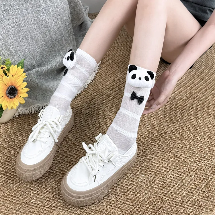 卡通Lolita袜子女中筒堆堆袜JK日系ins萌系熊猫可爱洛丽塔蝴蝶结