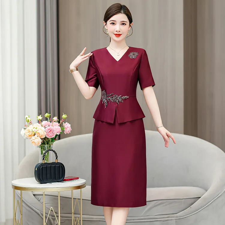 2025新款喜婆婆婚宴装高贵结婚订婚喜服参加婚礼妈妈礼服连衣裙夏