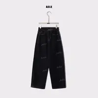 AELE【米粒线】显瘦设计款水洗丹宁蓝直筒牛仔裤 K853 3077 AD