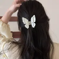 炫彩蝴蝶抓夹女2024新款高级感半扎发后脑勺发夹子气质鲨鱼夹发饰