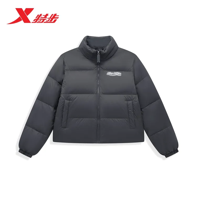 XTEP/特步高校冬令营潮流尼龙黑金亮光女潮流羽绒服976428190270