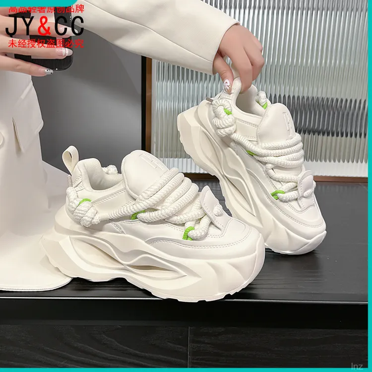 男女同款增高轻软真皮透气休闲百搭时尚四季款厚底休闲老爹鞋