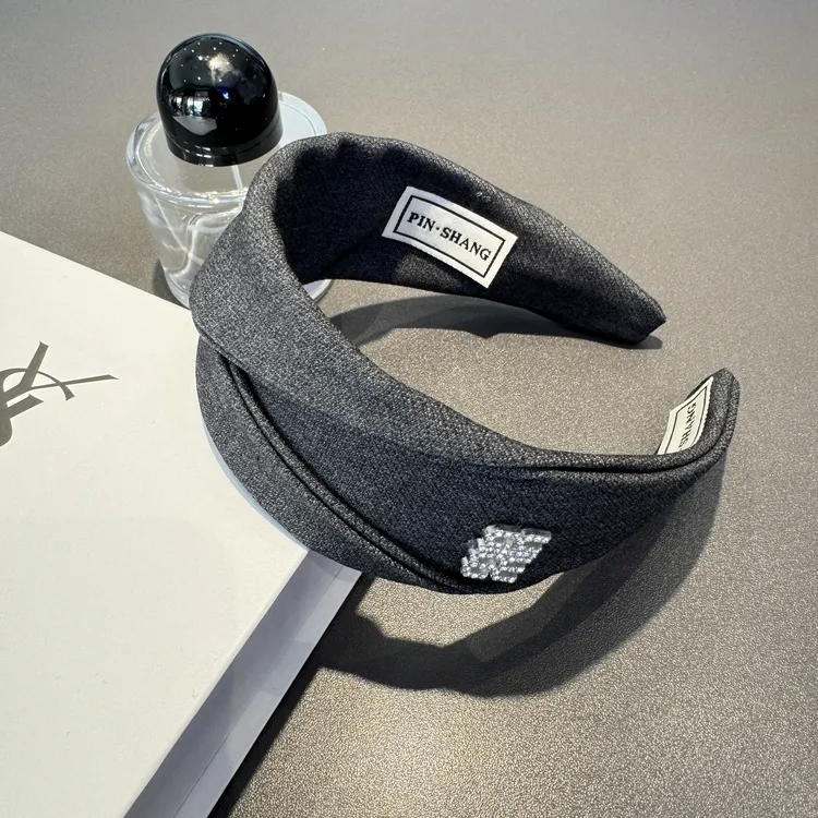 日系麻料设计款褶皱可调节宽版发箍女2025新款复古小众高颅顶头箍