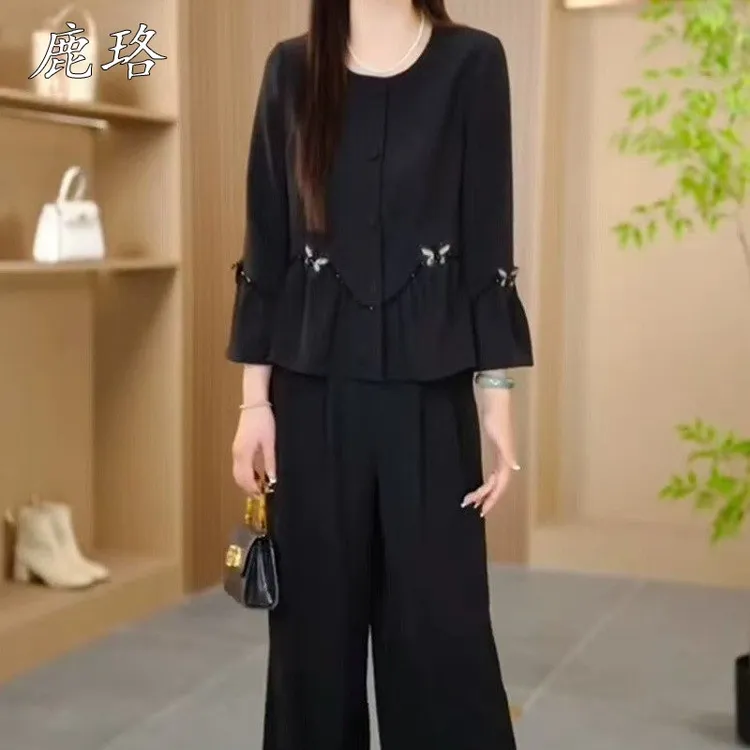 春夏季时尚套装女2025年春季新款气质名媛洋气高档显瘦遮肚两件套