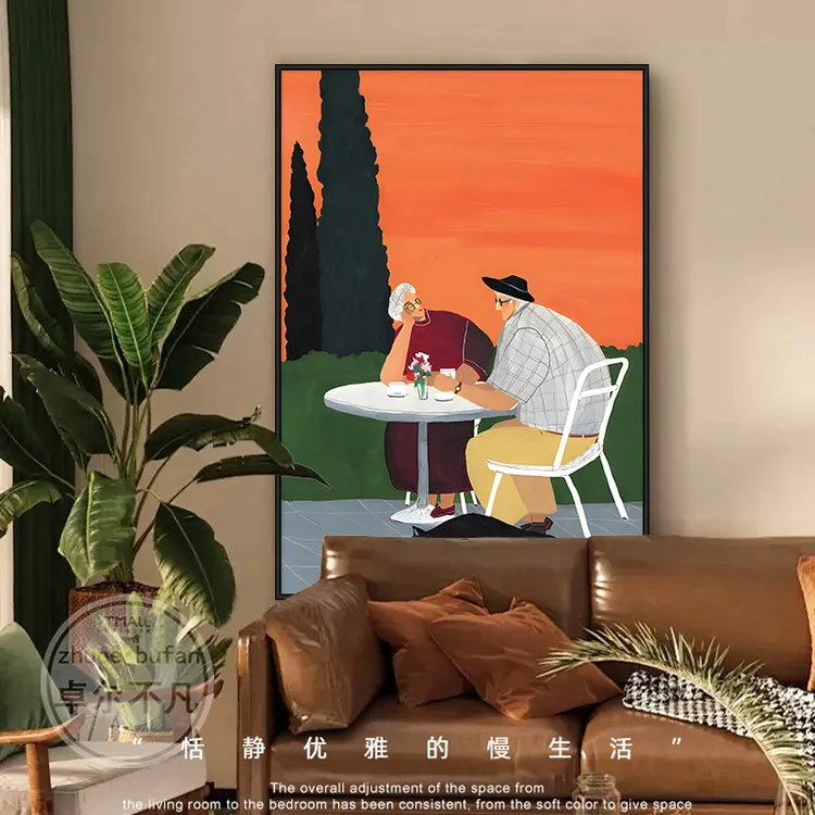 中古风客厅装饰画抽象人物高级感沙发背景墙壁落地画小众艺术挂画