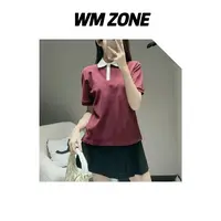WM 3-2-3678 字母刺绣撞色翻领珠地棉短袖