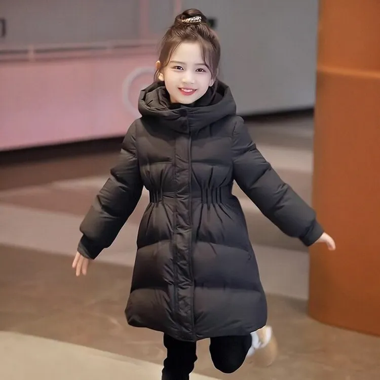 巴拉开门女童羽绒服冬装新款洋气女冬季卡通中长款羽绒服