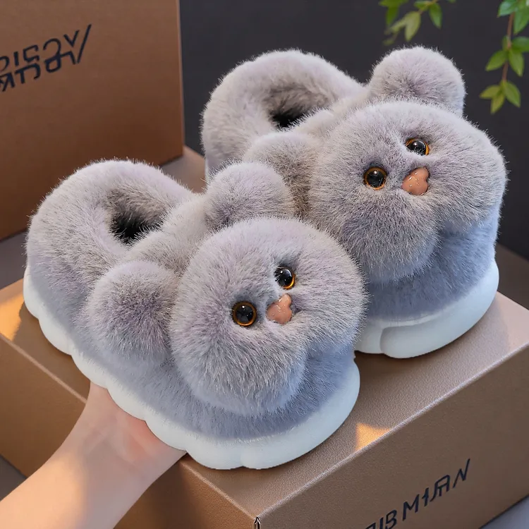 冬季儿童棉鞋男童宝宝加厚毛绒软底防滑居家可爱包跟卡通网红棉拖