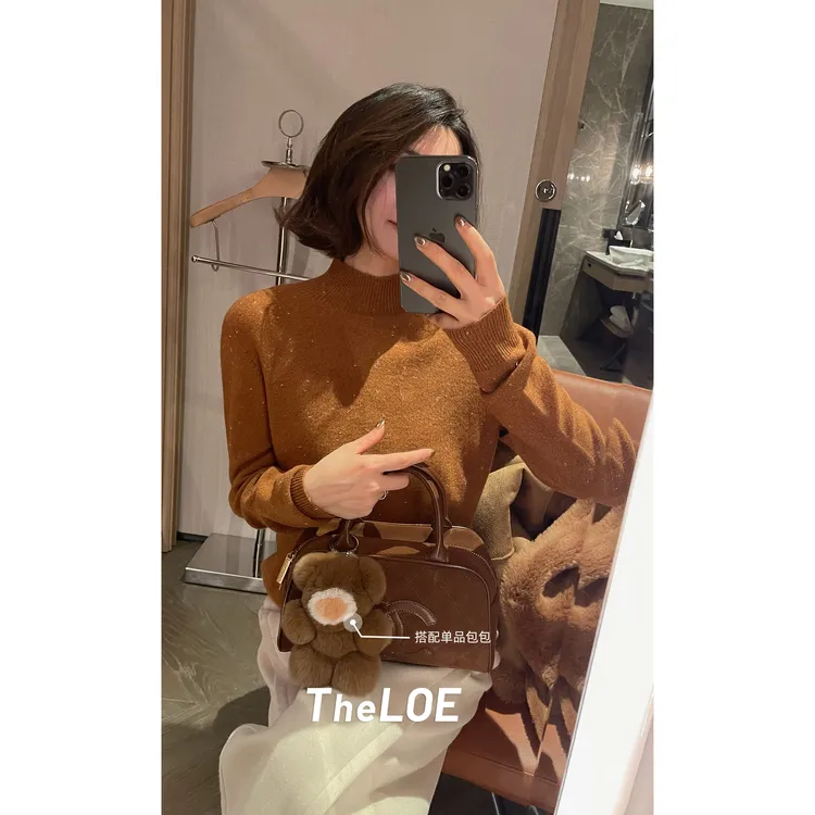 TheLOE/【金豆豆纯羊毛半高领一体机毛衣】半高领羊毛衫#LE-WQ611