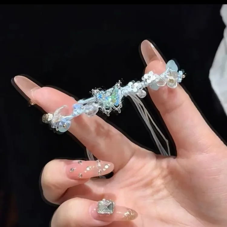 【曲奇】蓝色蝴蝶手链清冷甜美手工材料包编织女生闺蜜礼物