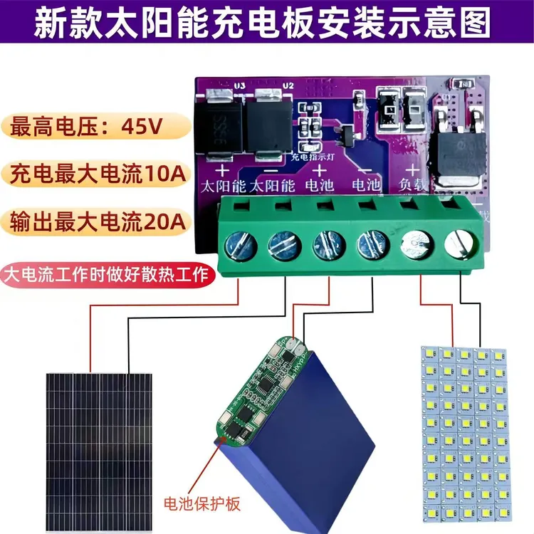 光伏光控太阳能控制板锂铅酸通用大功率智能调节