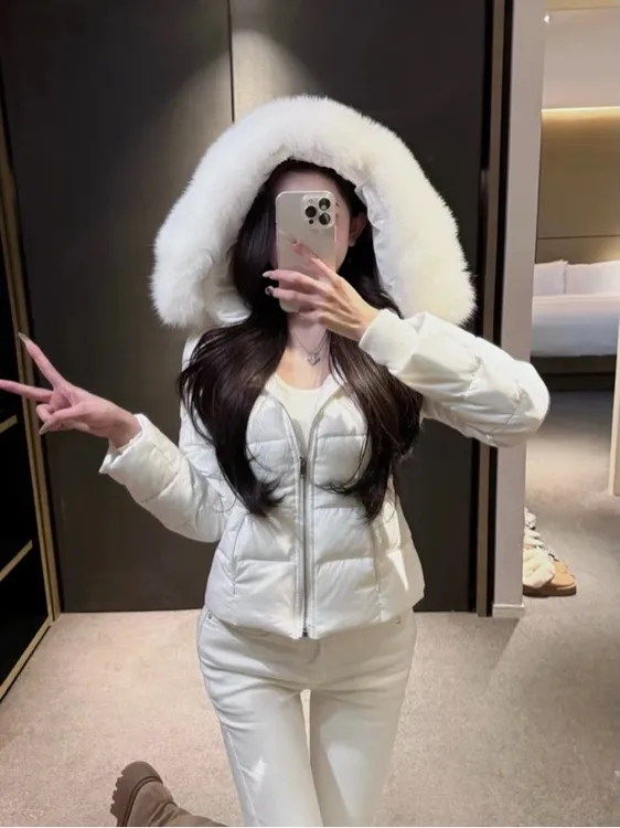 清货“小腰精”全员自留！轻薄款 羽绒显瘦收腰羽绒90白鸭绒狐狸毛领