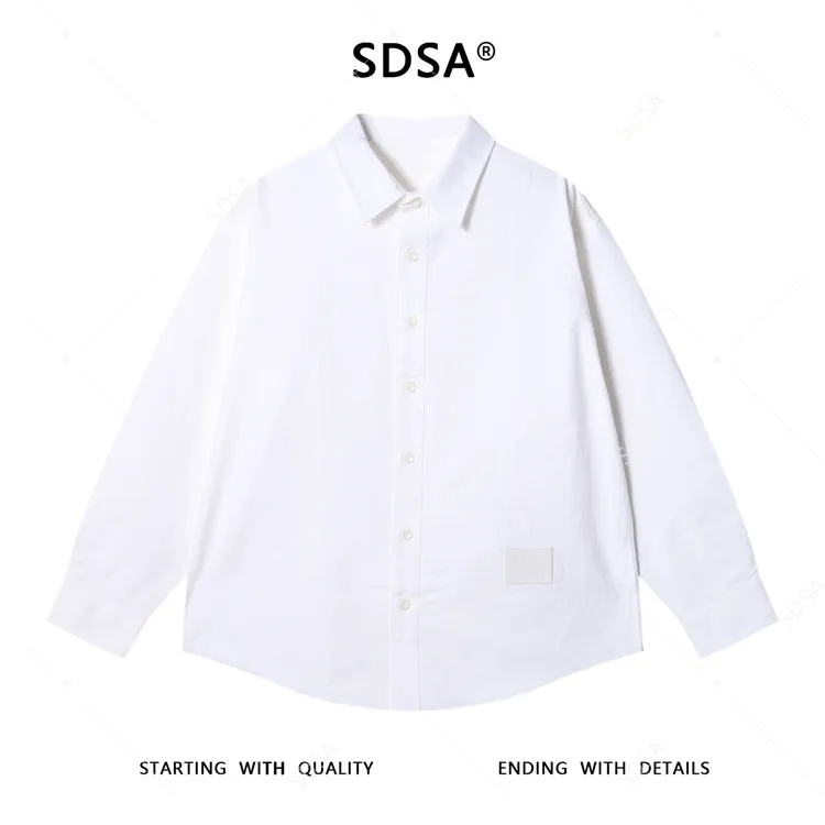 SDSA男士秋冬新款痞帅男装潮牌设计感磨破星星纽扣翻领长袖衬衫潮