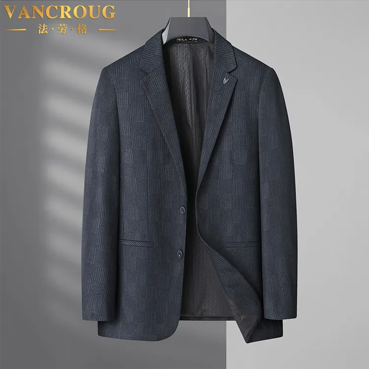 VANCROUG/法劳格西服男士秋冬休闲商务免烫胖子时尚百搭西服外套 