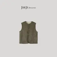 【JIEJI ZHANG】高级定制秋冬时尚百搭加棉咖色马甲351078
