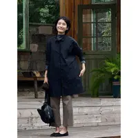 LANGQING 简约翻领通勤梭织中长款风衣外套46587#