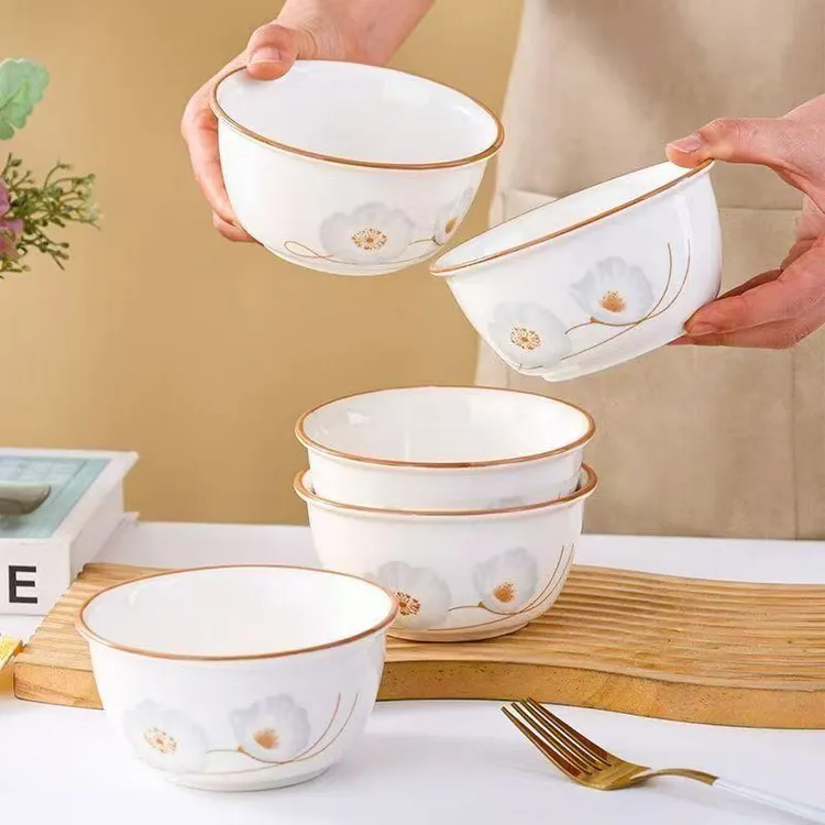 岁月静好4.5英寸米饭碗4只装高温釉下彩陶瓷餐具