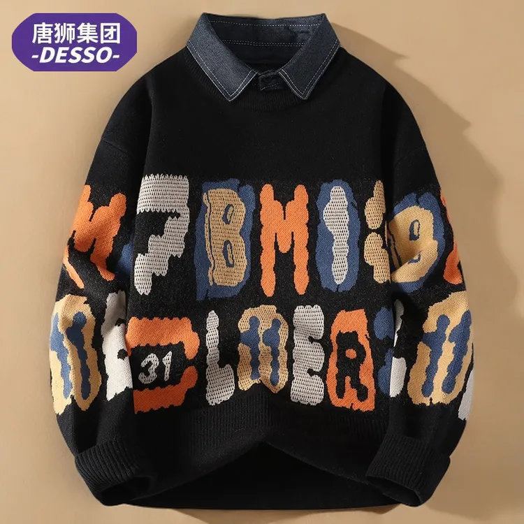 唐獅旗下 DESSO秋冬衬衫领毛衣外套男款春秋假两件痞帅慵懒风男装