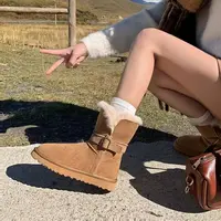 厚底靴低筒骑士靴加厚时尚保暖棉鞋冬季雪地靴女