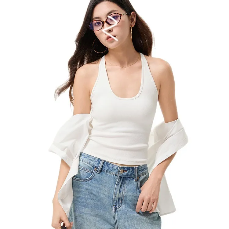 女士春夏专业运动防震瑜伽U领百搭内搭外穿健身内衣时尚弹力背心