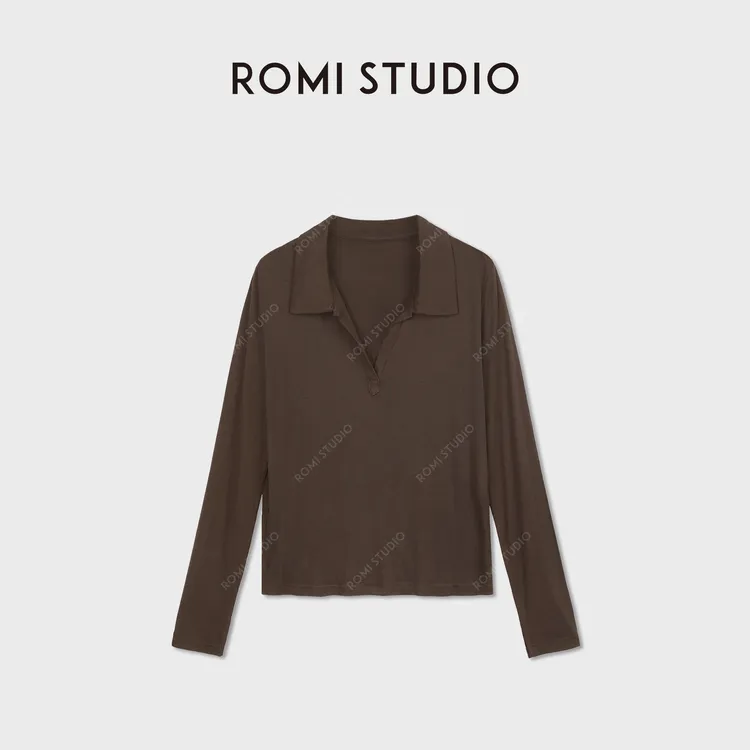 ROMI STUDIO“肤感至上”桑蚕丝混纺独特翻领长袖上衣 RWDSS03165