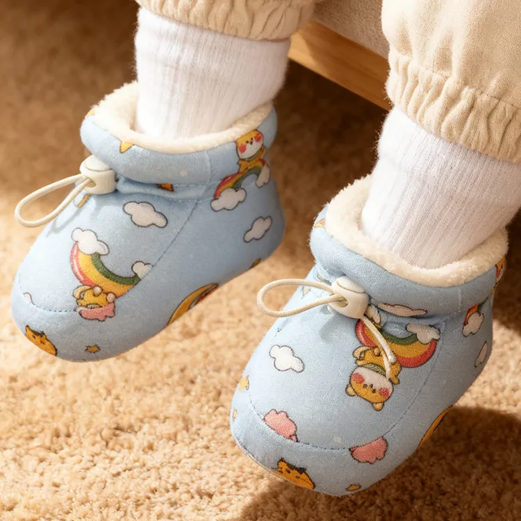 冬季婴儿鞋加绒保暖棉鞋新生儿宝宝鞋袜小月龄防掉软底鞋脚套鞋子