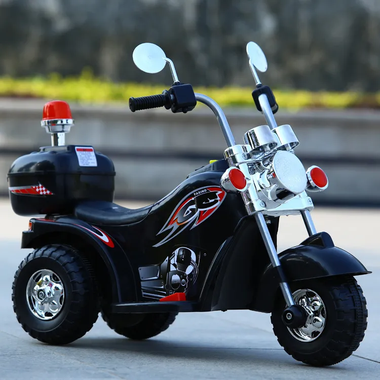 2025新款儿童电动摩托车1-3岁三轮车小孩音乐警车宝宝充电可坐骑