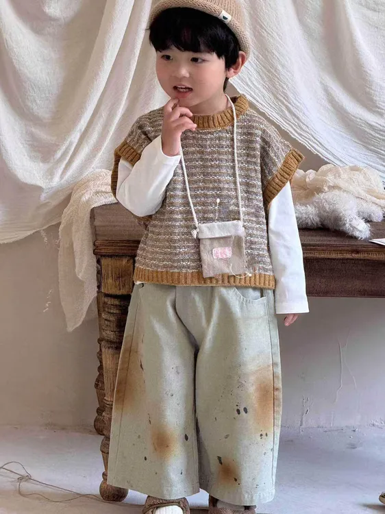 男韩版轻职风风格秋季常规套装洋气复古牛仔裤休闲男女童款