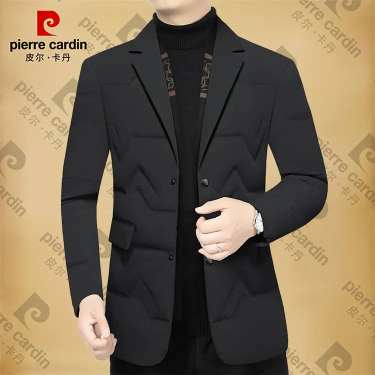 皮尔卡丹男士新款羽绒服西服冬季男装外套西装领外套鸭绒外套潮流