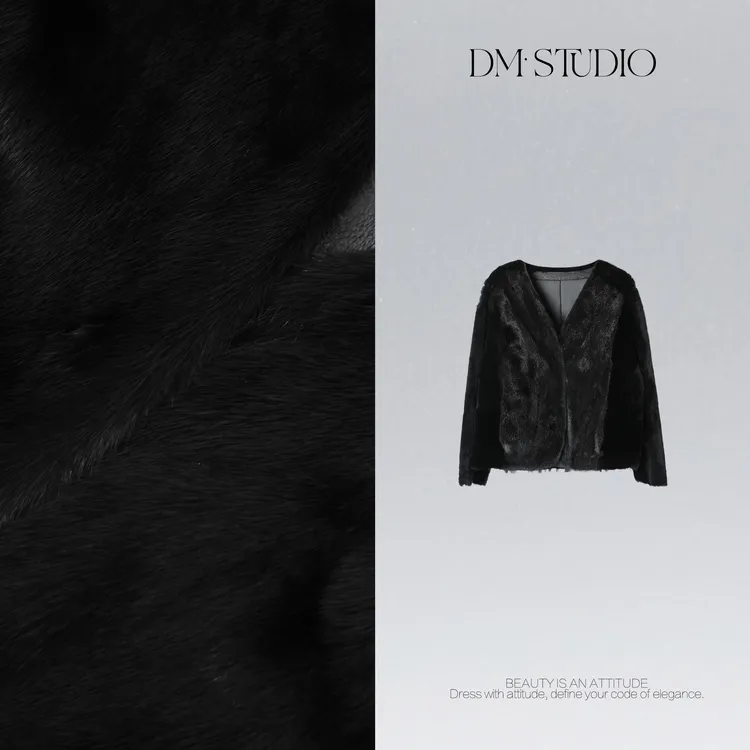 DEDM•STUDIO/气质小众奢华感V领水貂皮草外套2510PMYT/25020