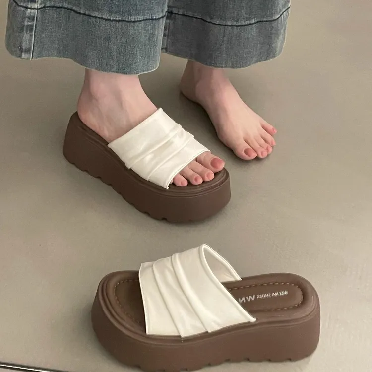 厚底增高跟凉拖鞋女鞋夏外穿2025新款高级感小个子不累脚超火一字